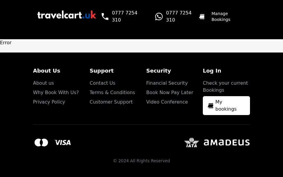 Screenshot of travelcart.uk