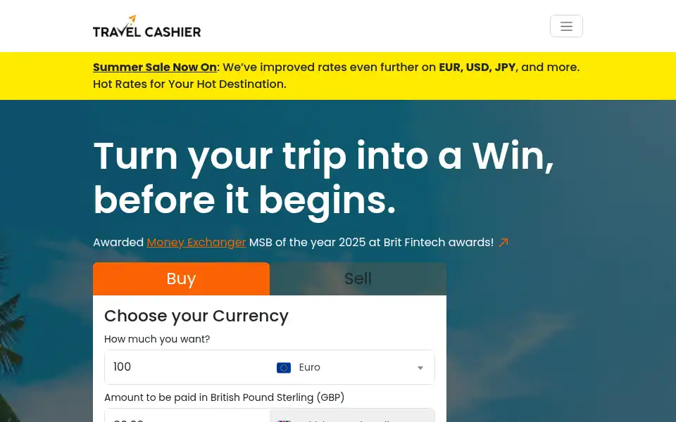 Screenshot of travelcashier.com