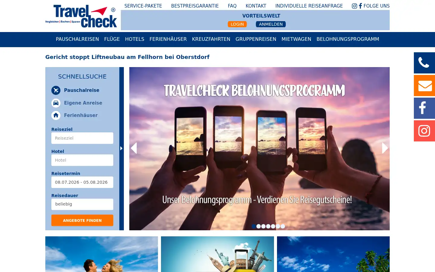 Screenshot of travelcheck.de