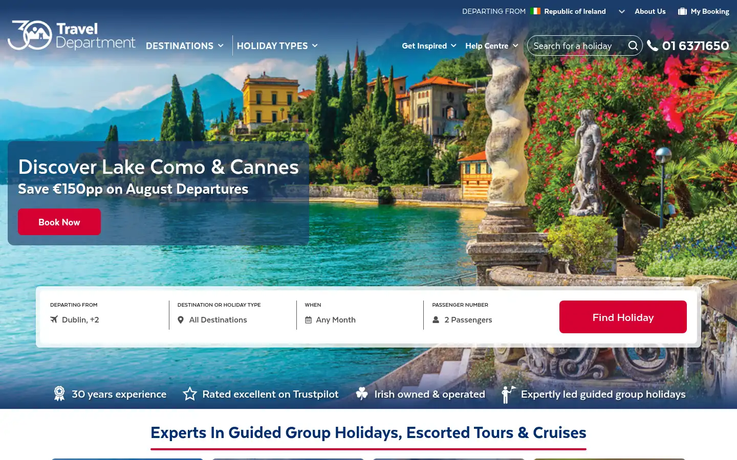 Screenshot of traveldepartment.ie