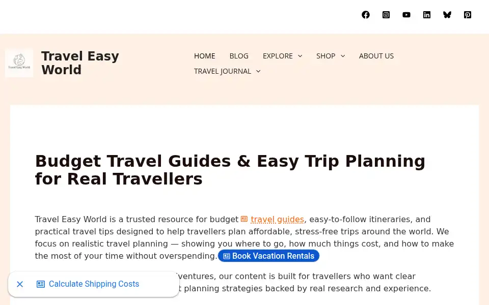 Screenshot of traveleasyworld.com