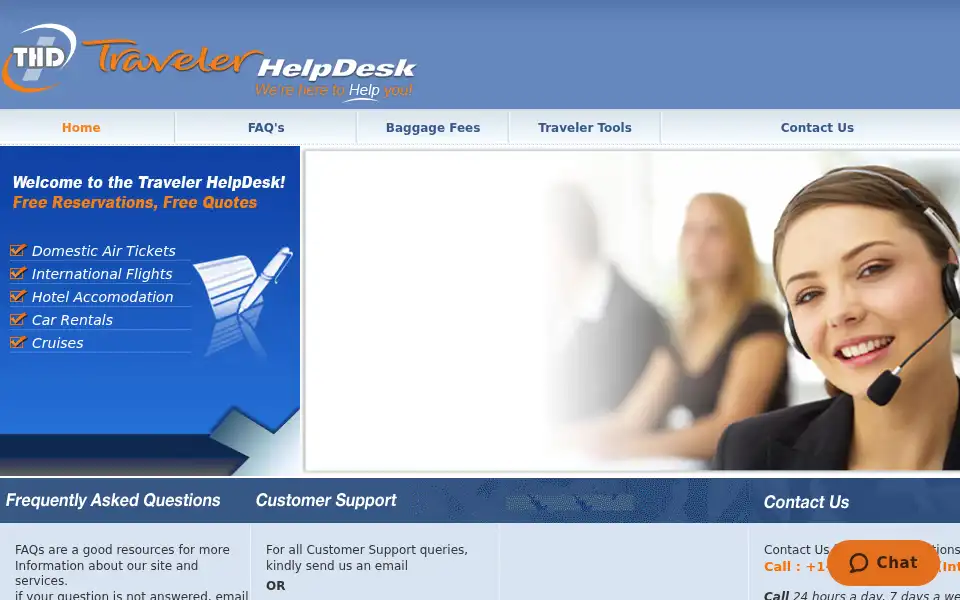 Screenshot of travelerhelpdesk.com