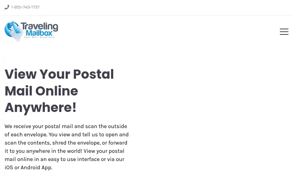Screenshot of travelingmailbox.com