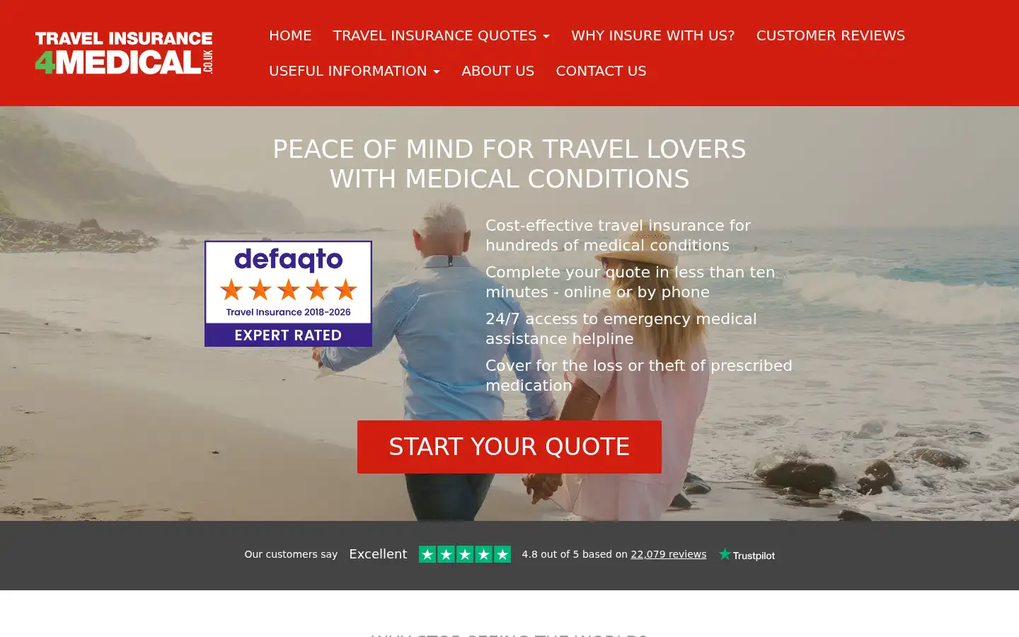 Screenshot of travelinsurance4medical.co.uk
