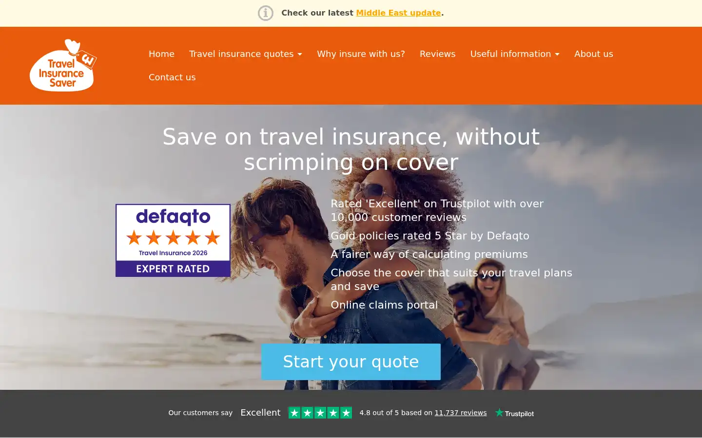 Screenshot of travelinsurancesaver.co.uk