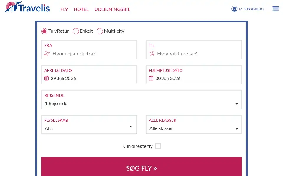 Screenshot of travelis.dk