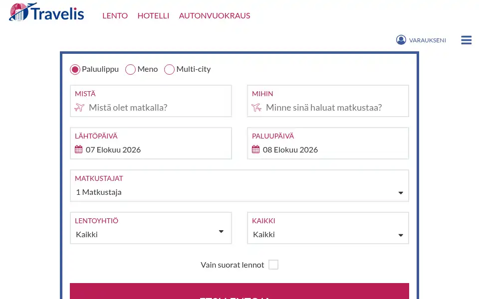 Screenshot of travelis.fi