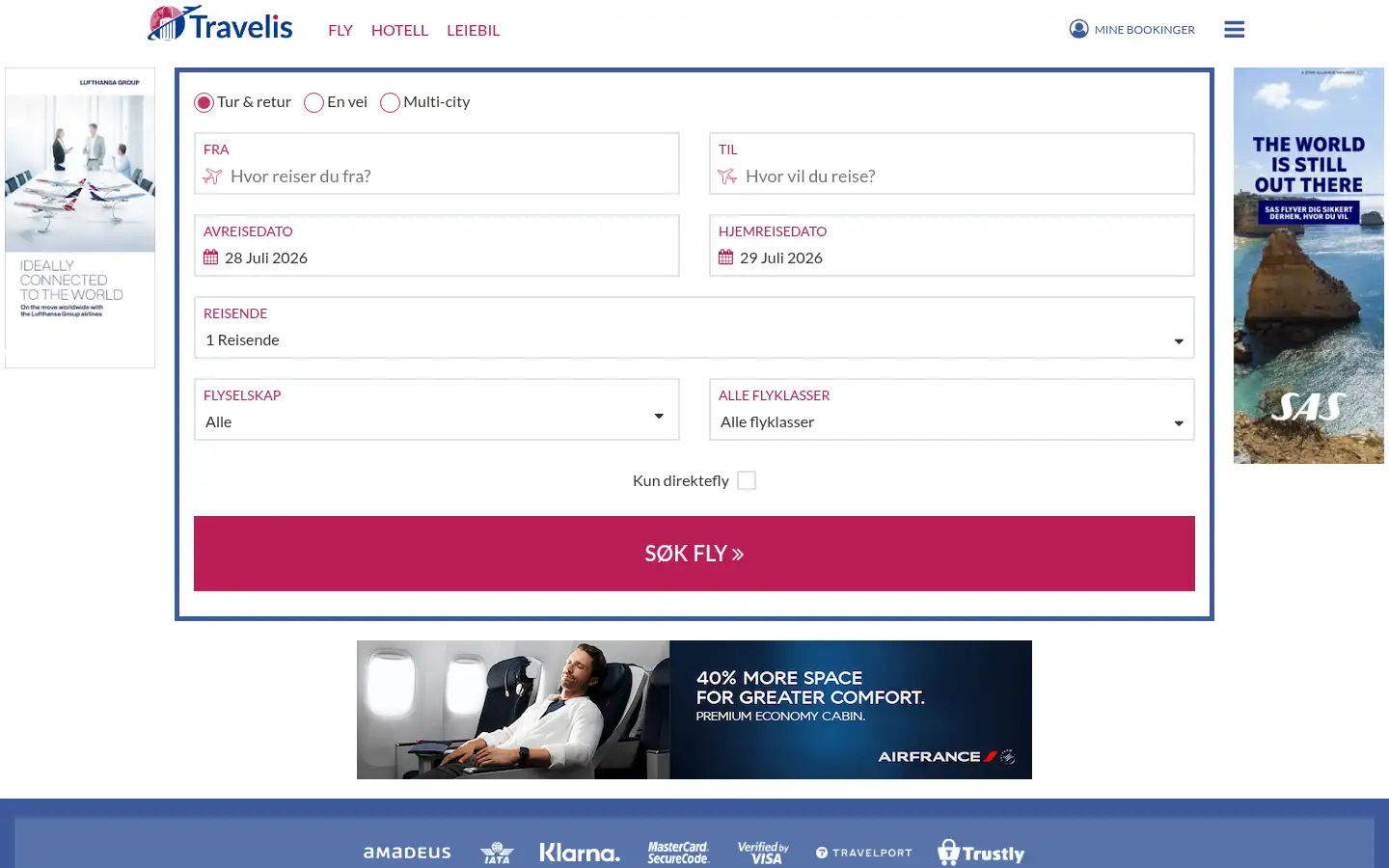 Screenshot of travelis.no