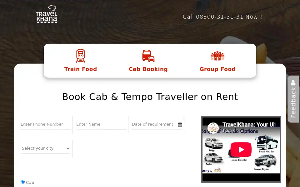 Screenshot of travelkhana.com