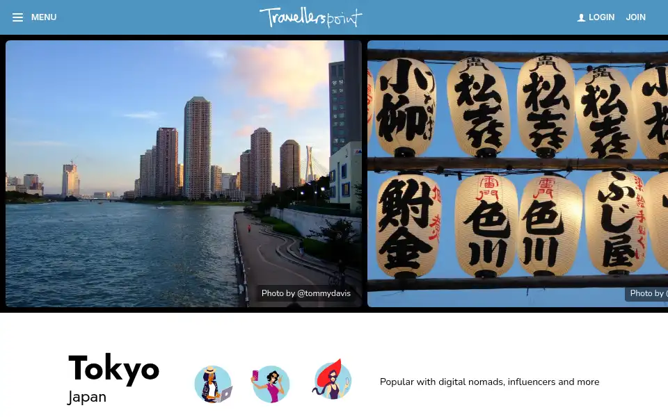 Screenshot of travellerspoint.com