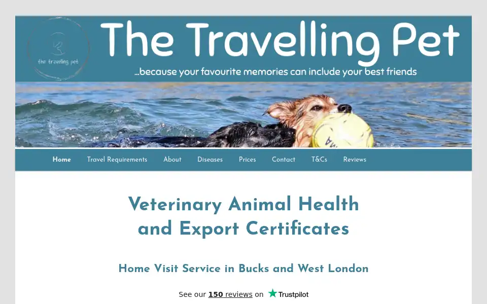Screenshot of travellingpet.vet