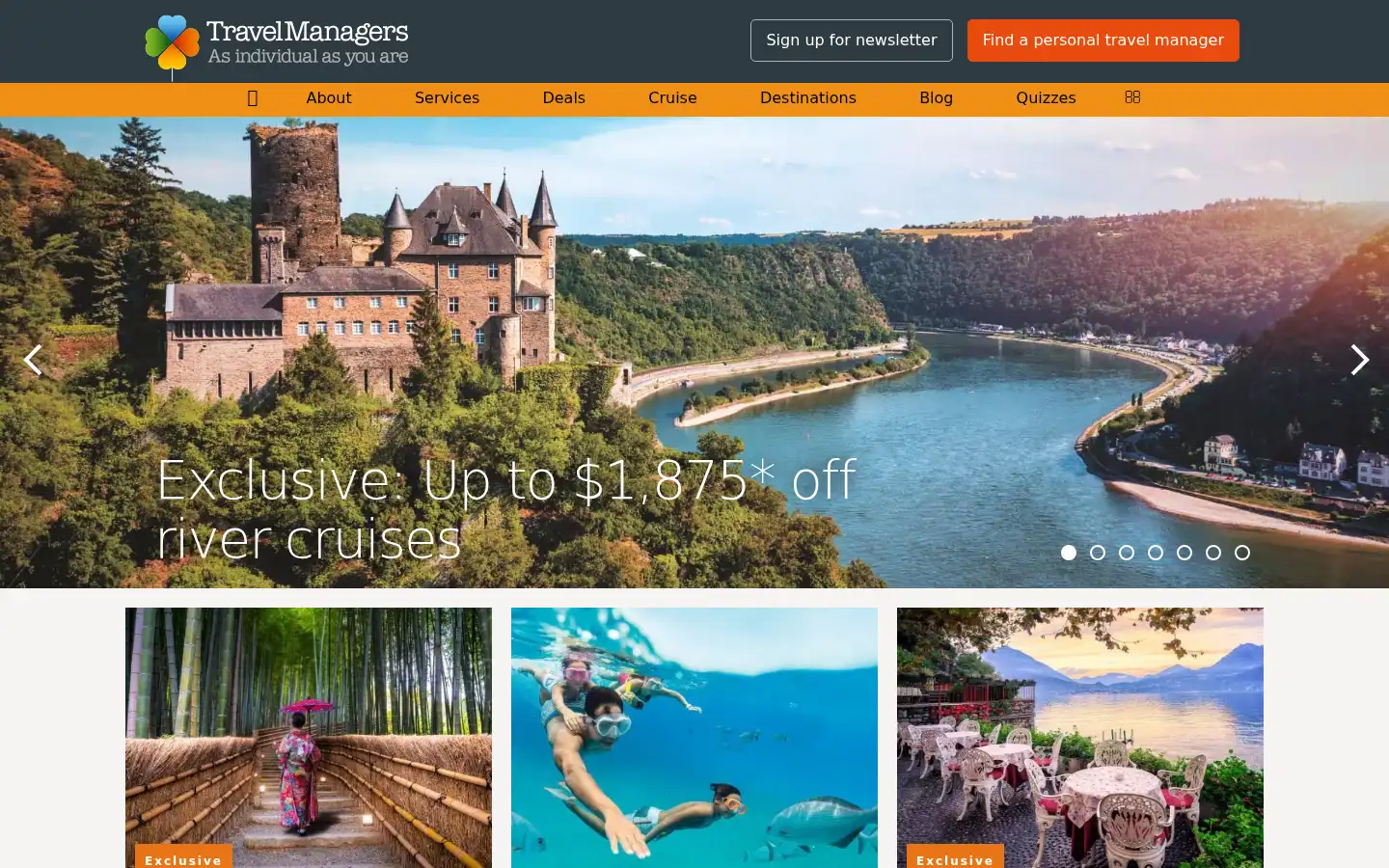 Screenshot of travelmanagers.com.au