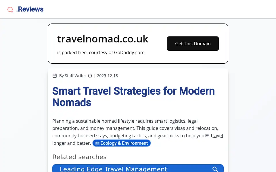 Screenshot of travelnomad.co.uk