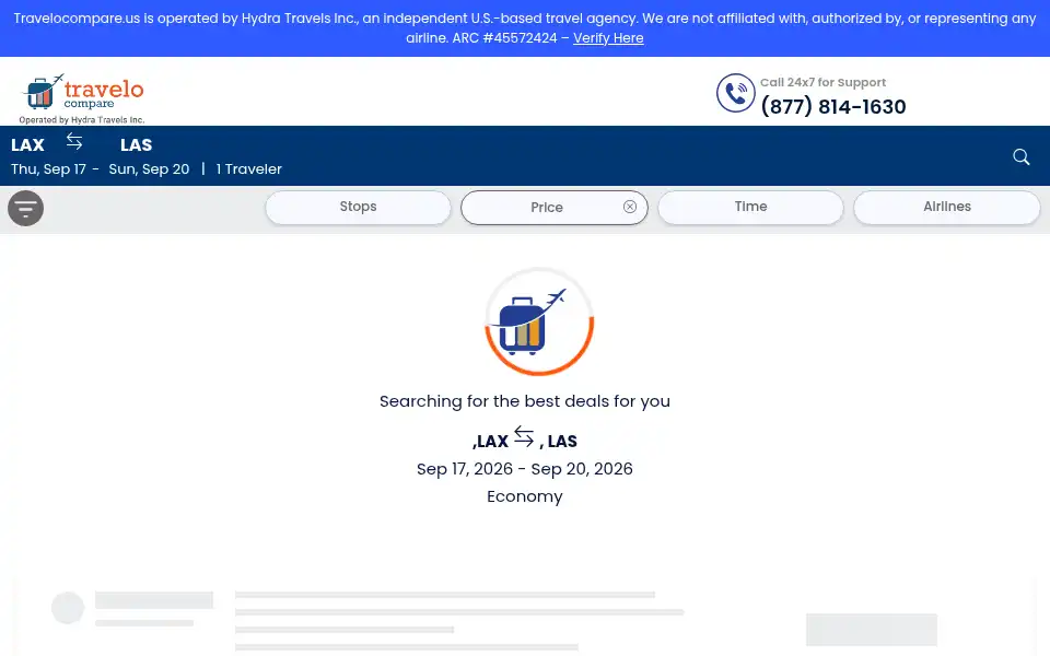 Screenshot of travelocompare.us