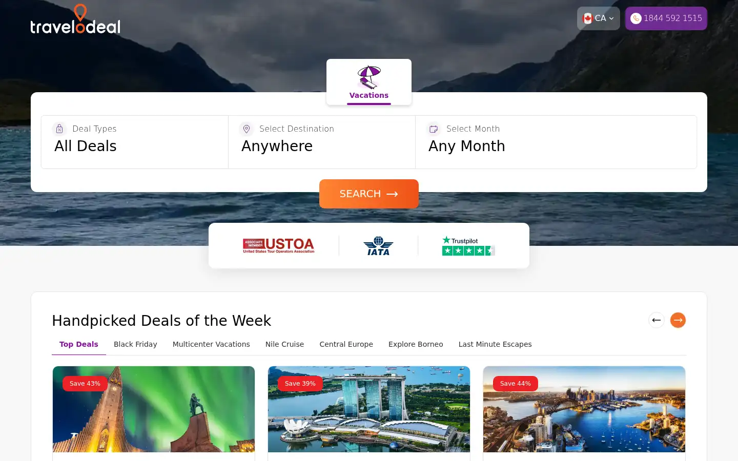 Screenshot of travelodeal.ca