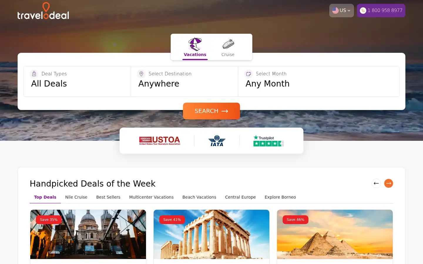 Screenshot of travelodeal.com