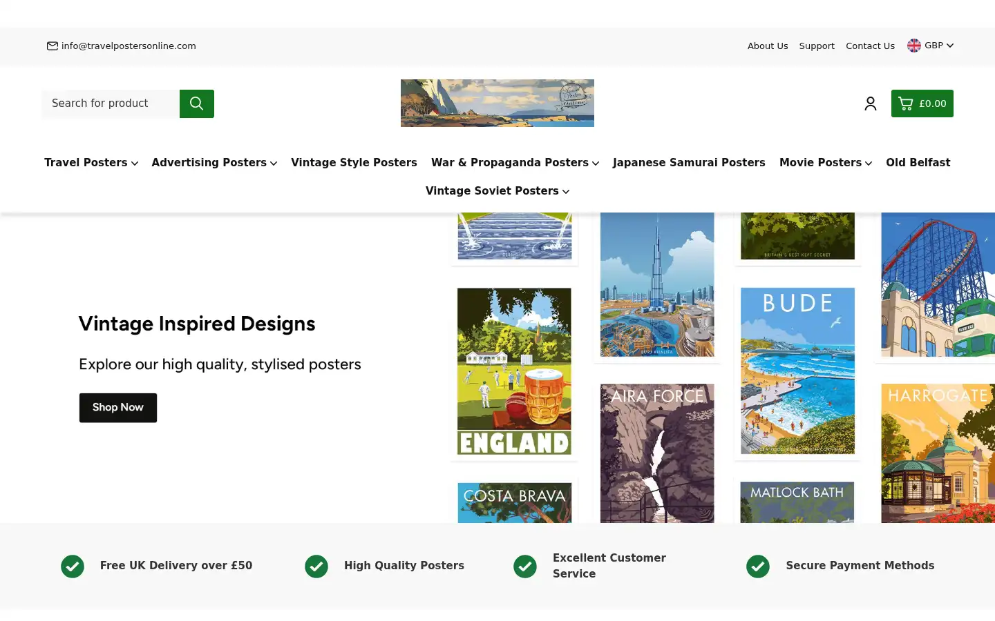 Screenshot of travelpostersonline.com
