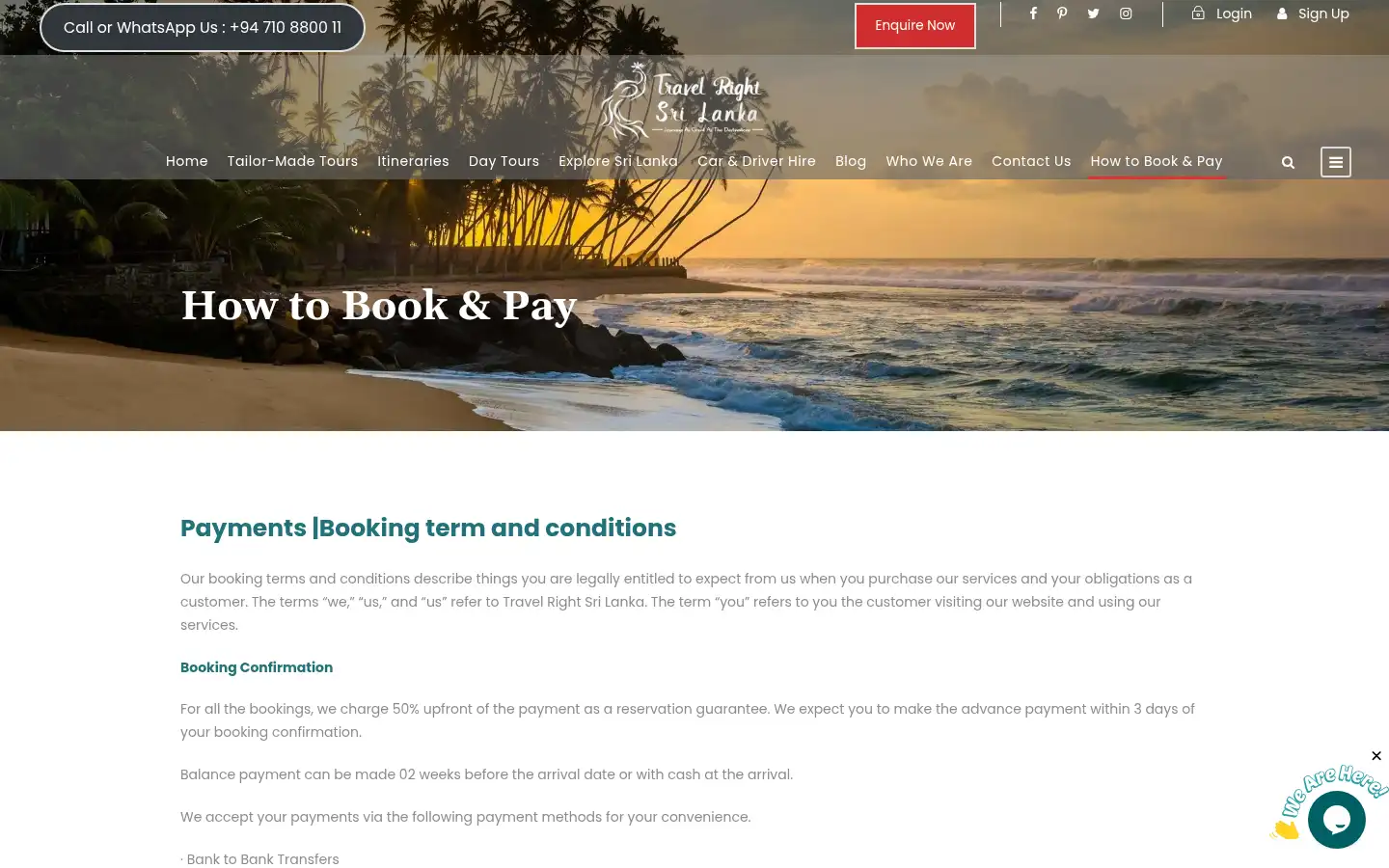 Screenshot of travelrightsrilanka.com