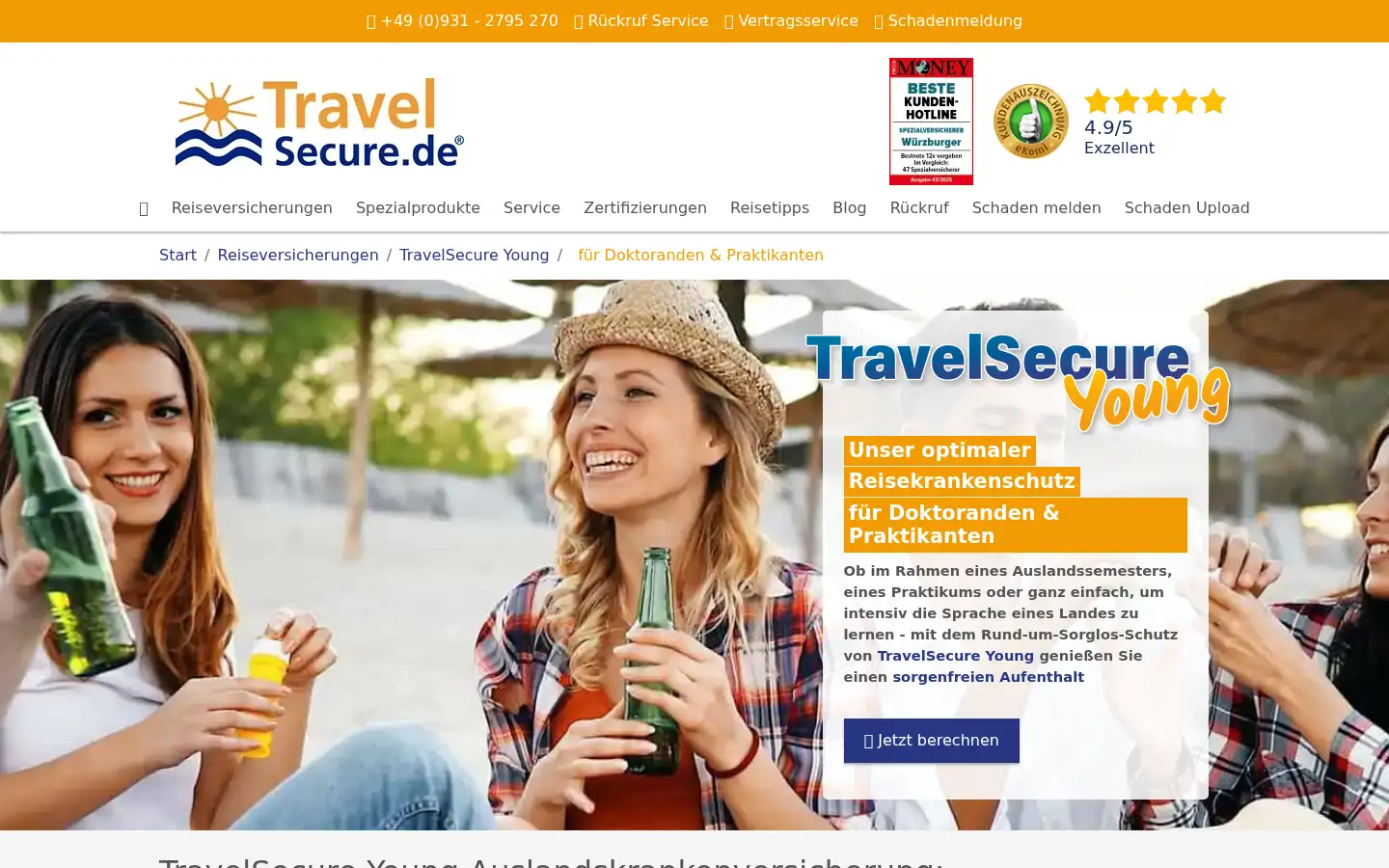 Screenshot of travelsecure.de