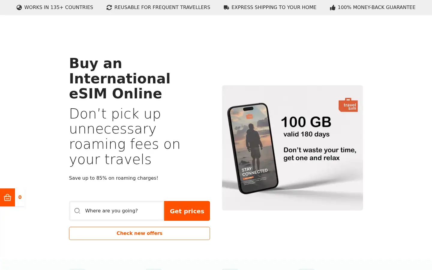 Screenshot of travelsim.com