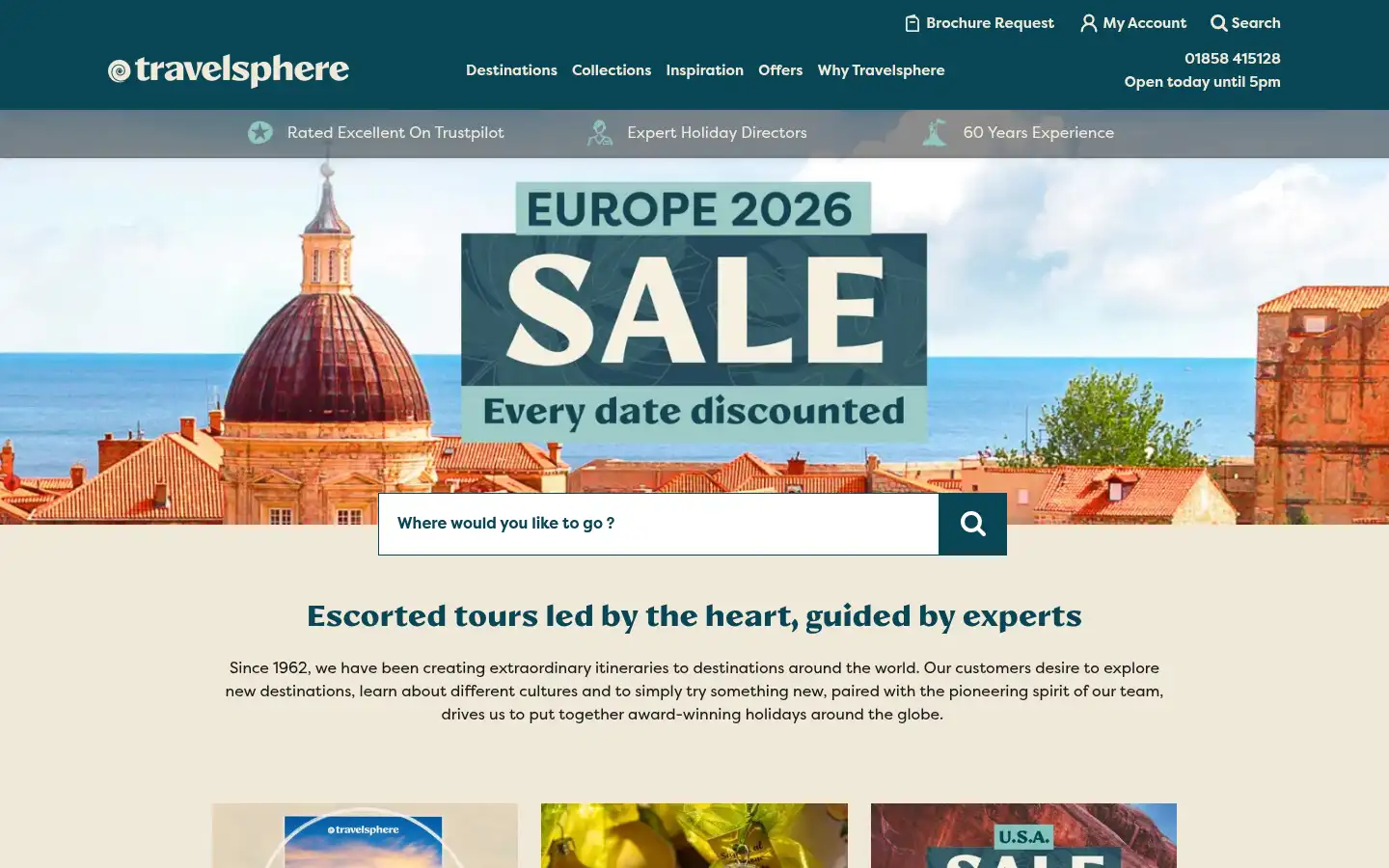 Screenshot of travelsphere.co.uk