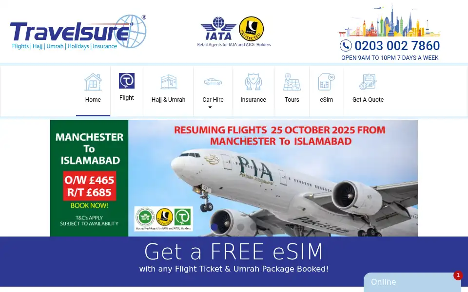 Screenshot of travelsure.uk