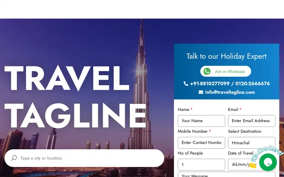 Screenshot of traveltagline.com