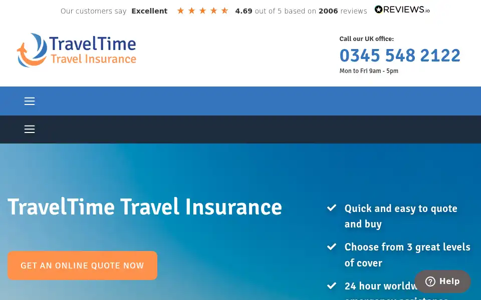 Screenshot of traveltimeinsurance.co.uk