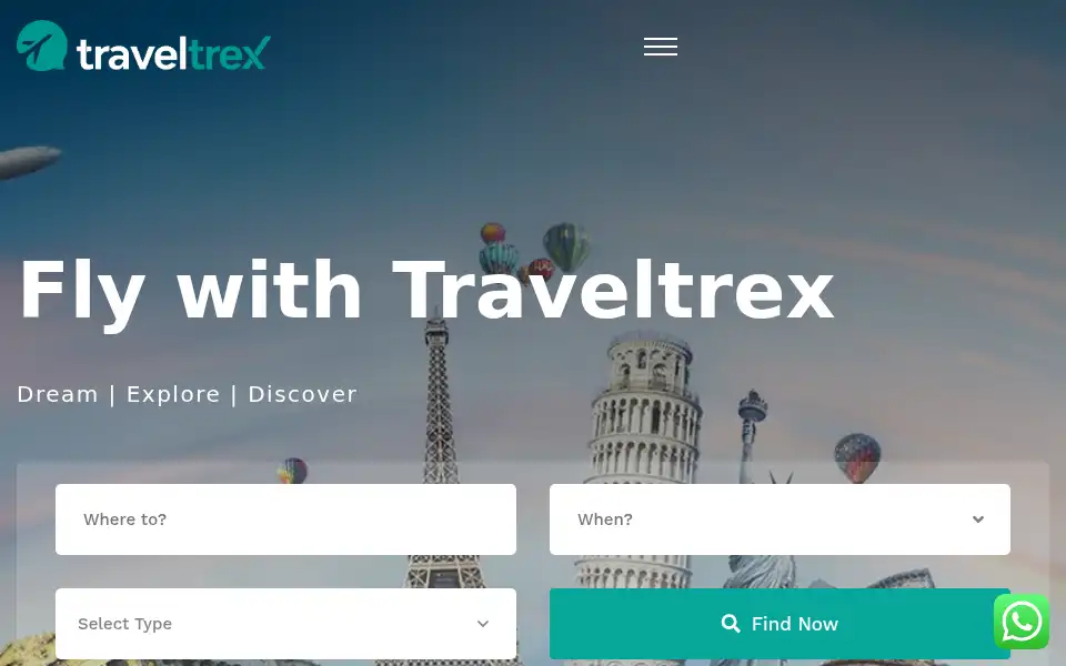 Screenshot of traveltrex.in