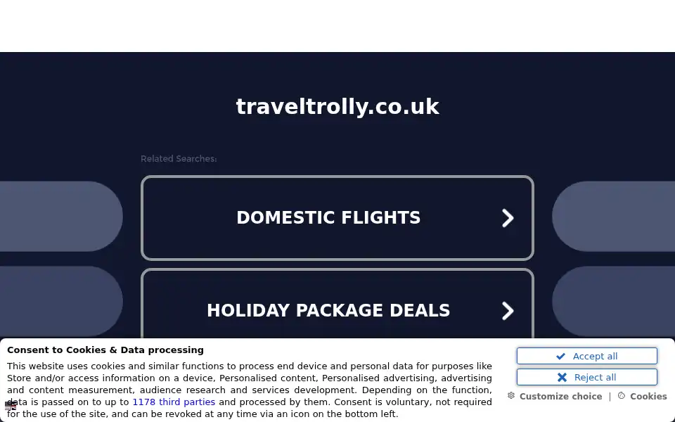 Screenshot of traveltrolly.co.uk