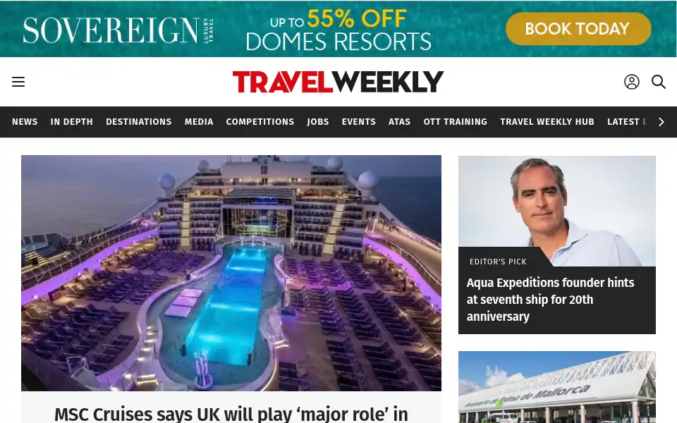 Screenshot of travelweekly.co.uk