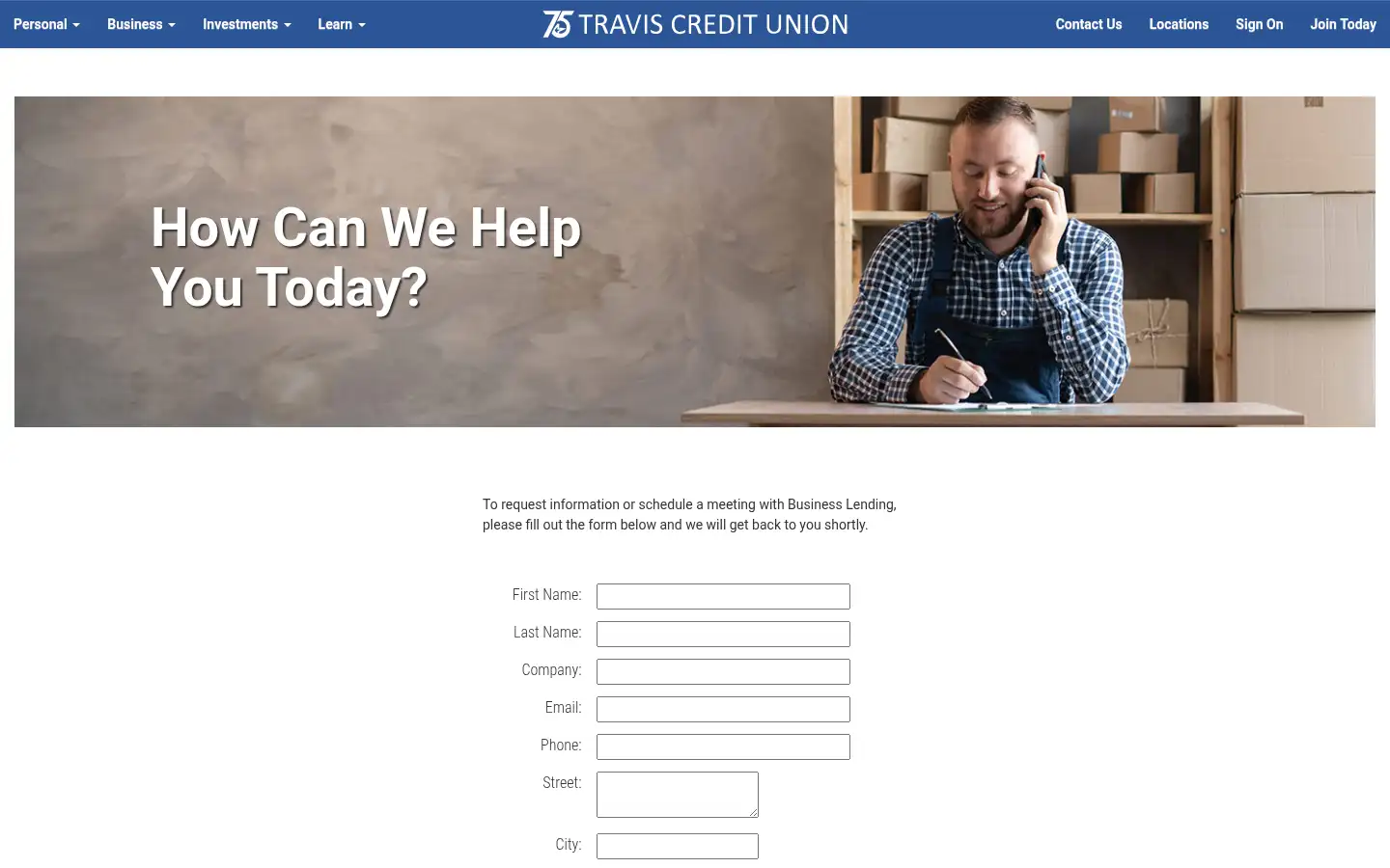 Screenshot of traviscu.org