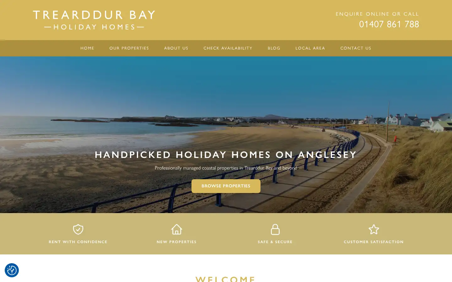Screenshot of trearddurbayholidayhomes.com