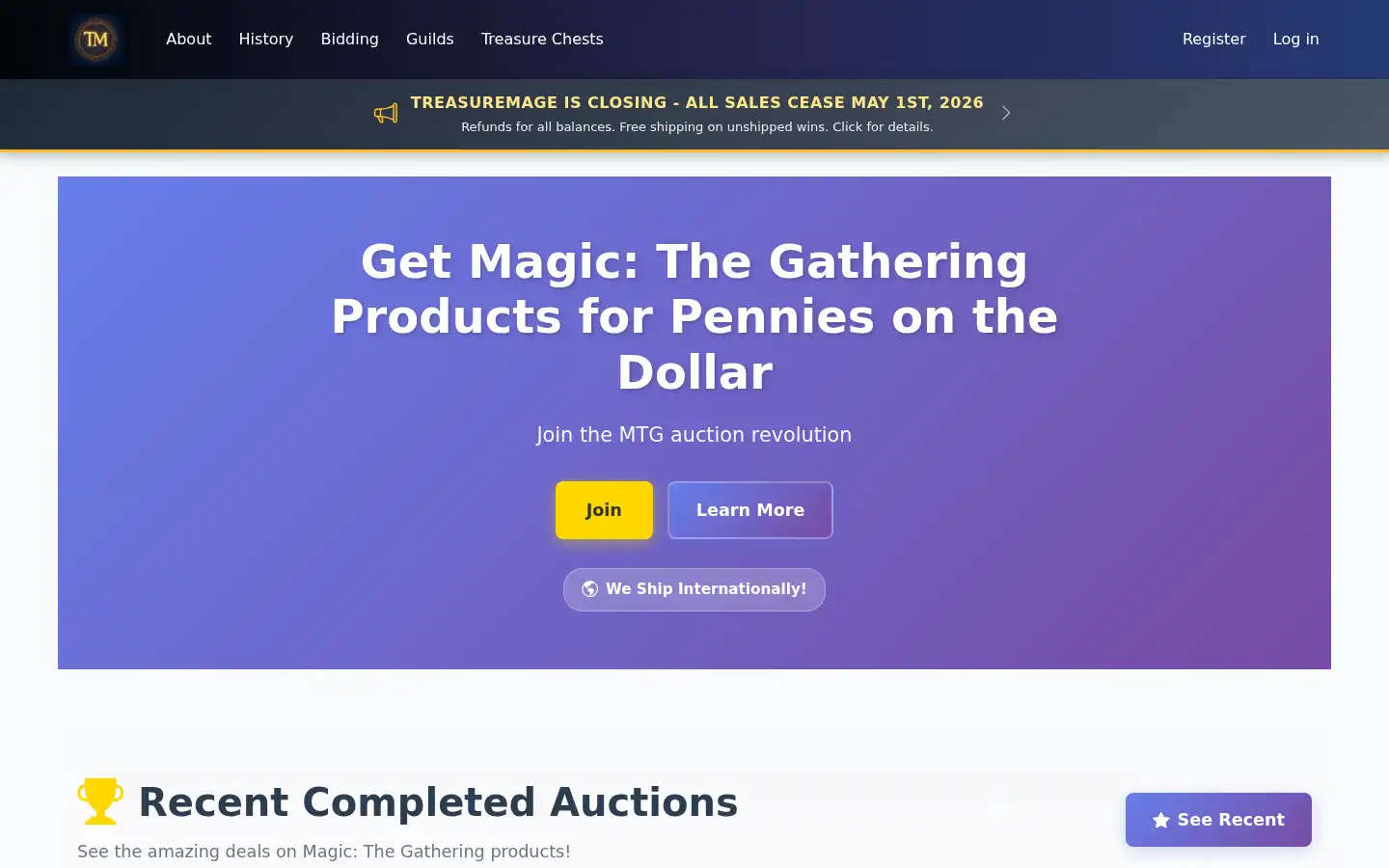 Screenshot of treasuremage.com