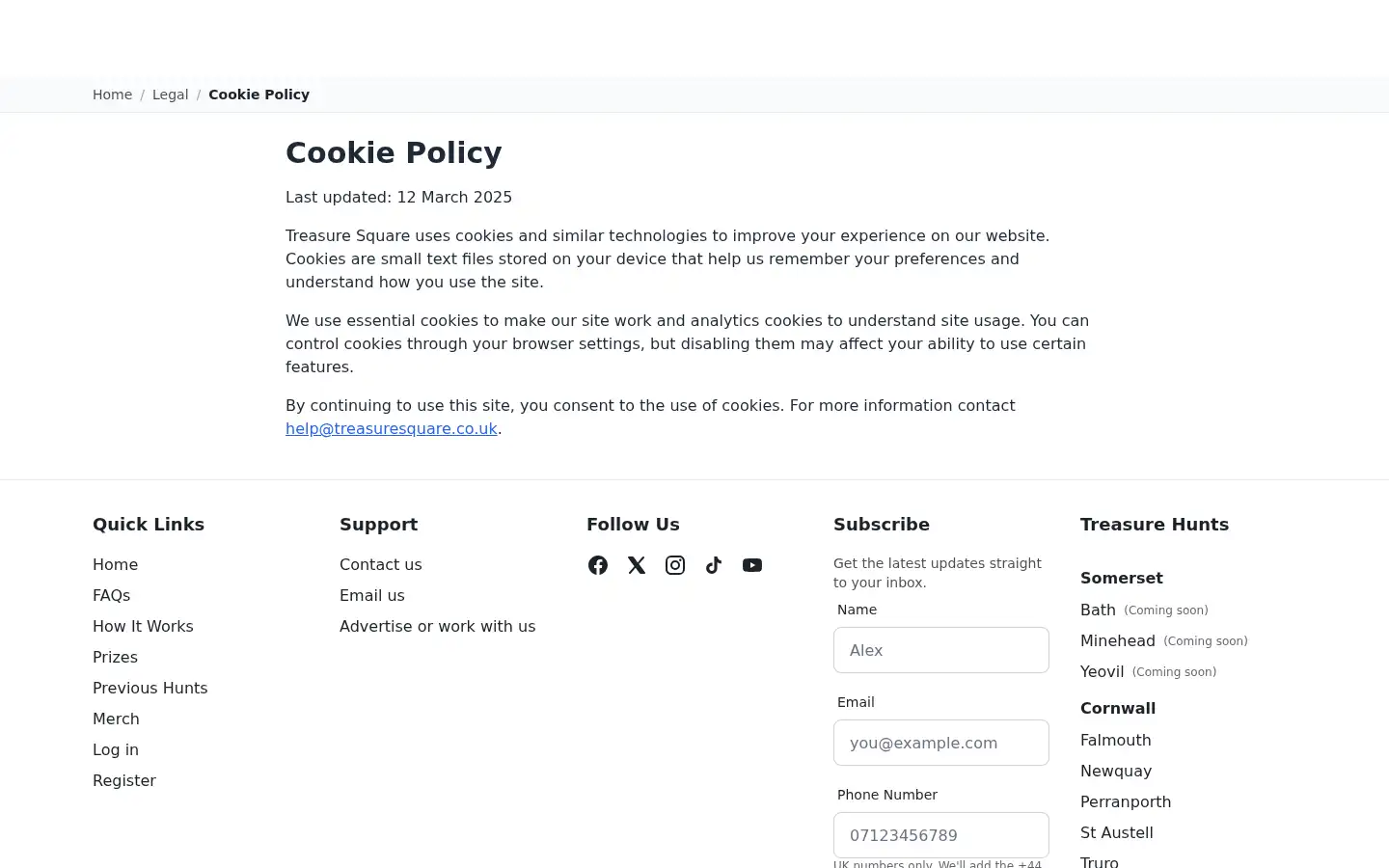 Screenshot of treasuresquare.co.uk