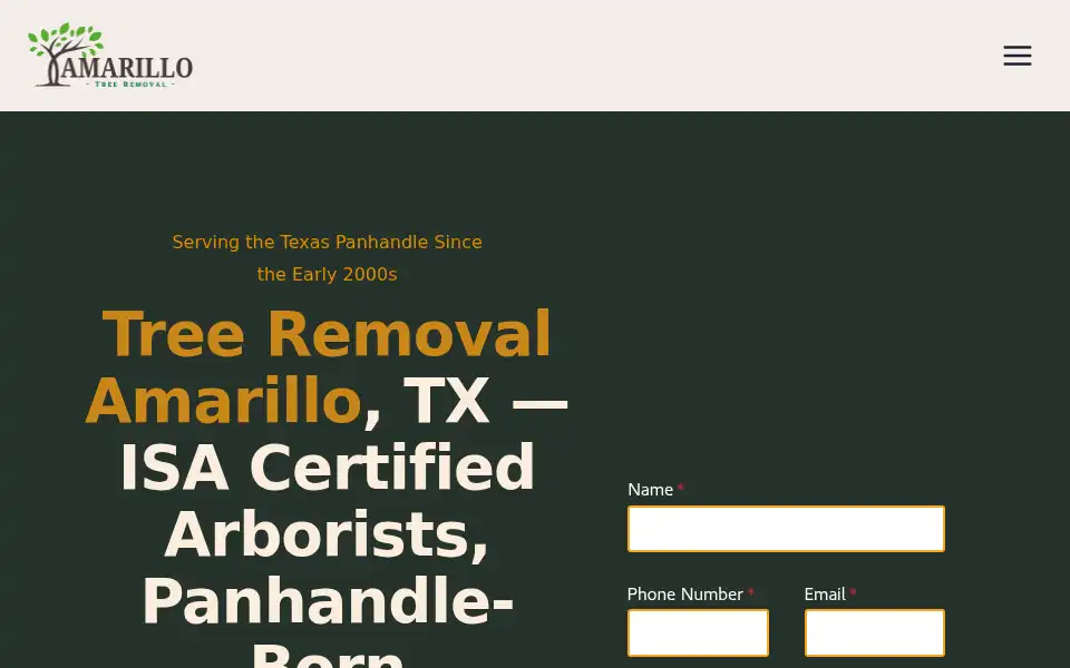 Screenshot of treeremovalamarillo.com
