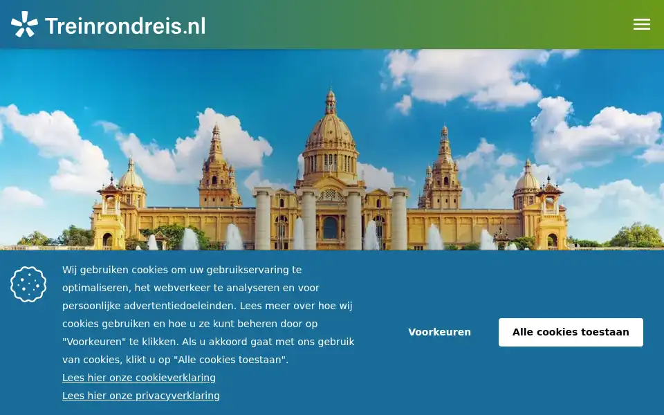 Screenshot of treinrondreis.nl