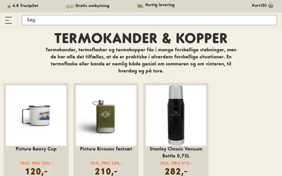 Screenshot of trekk-sale.dk