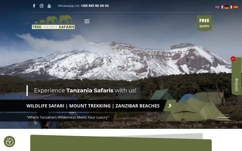 Screenshot of trektanzaniasafaris.com