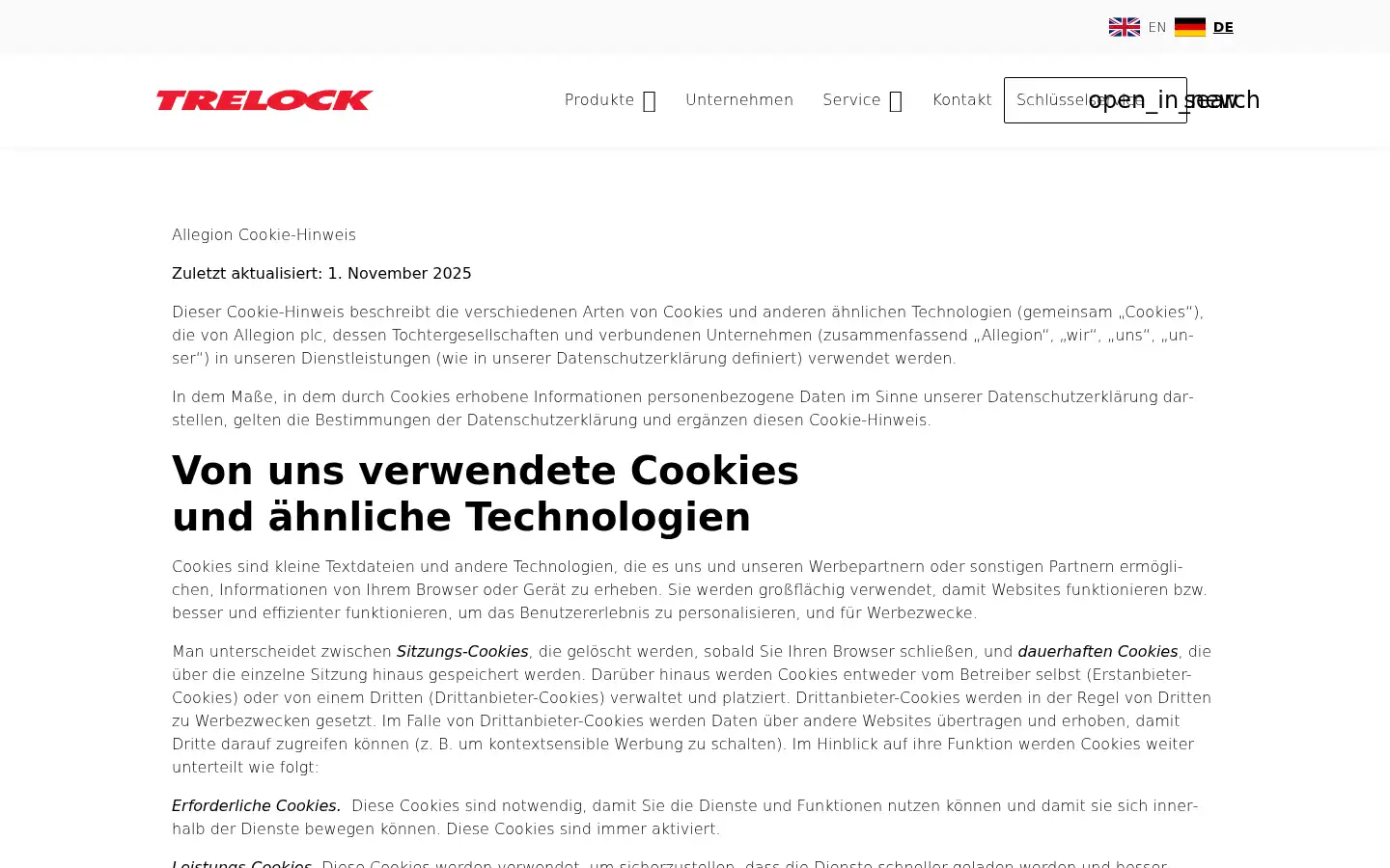 Screenshot of trelock.com