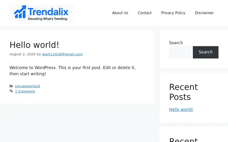 Screenshot of trendalix.com