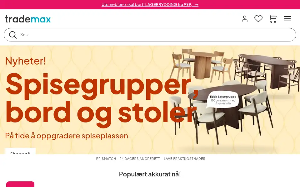 Screenshot of trendrom.no