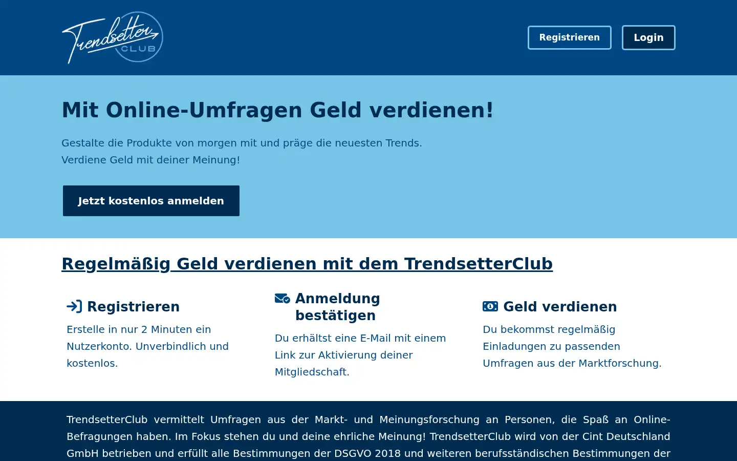 Screenshot of trendsetterclub.com