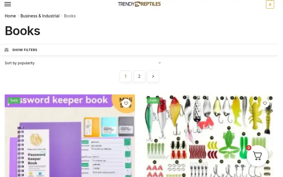 Screenshot of trendyreptiles.com