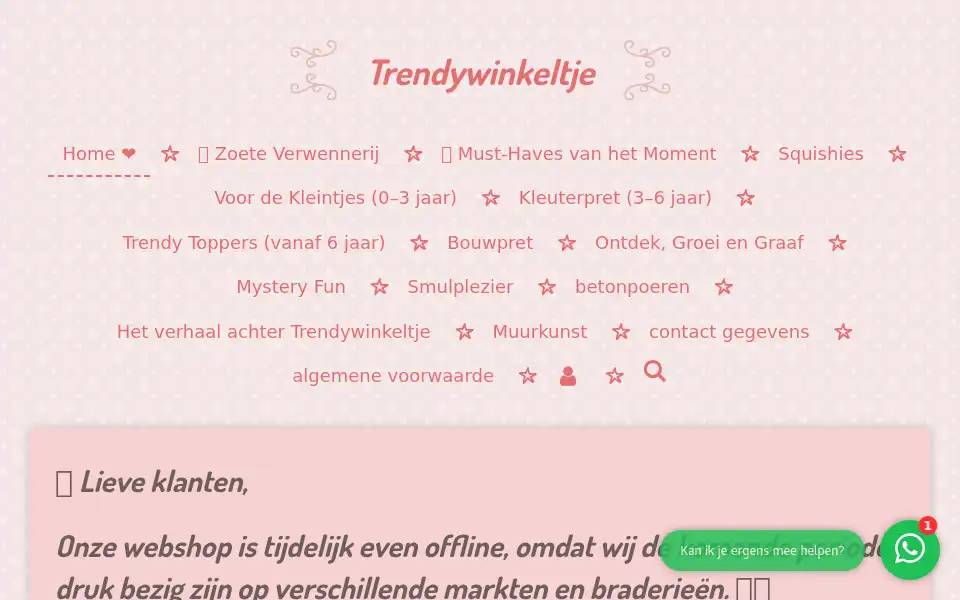 Screenshot of trendywinkeltje.nl