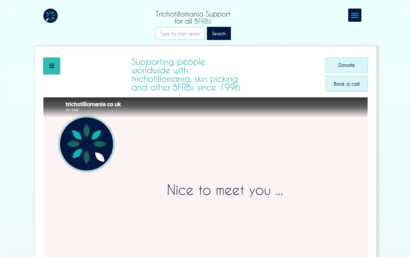 Screenshot of trichotillomania.co.uk