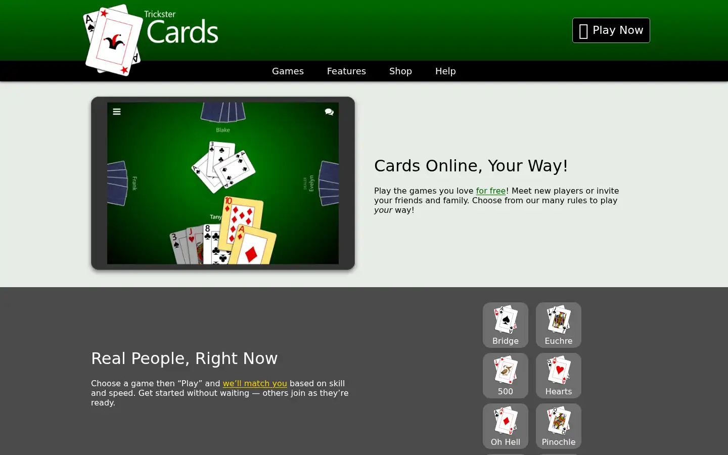 Screenshot of trickstercards.com