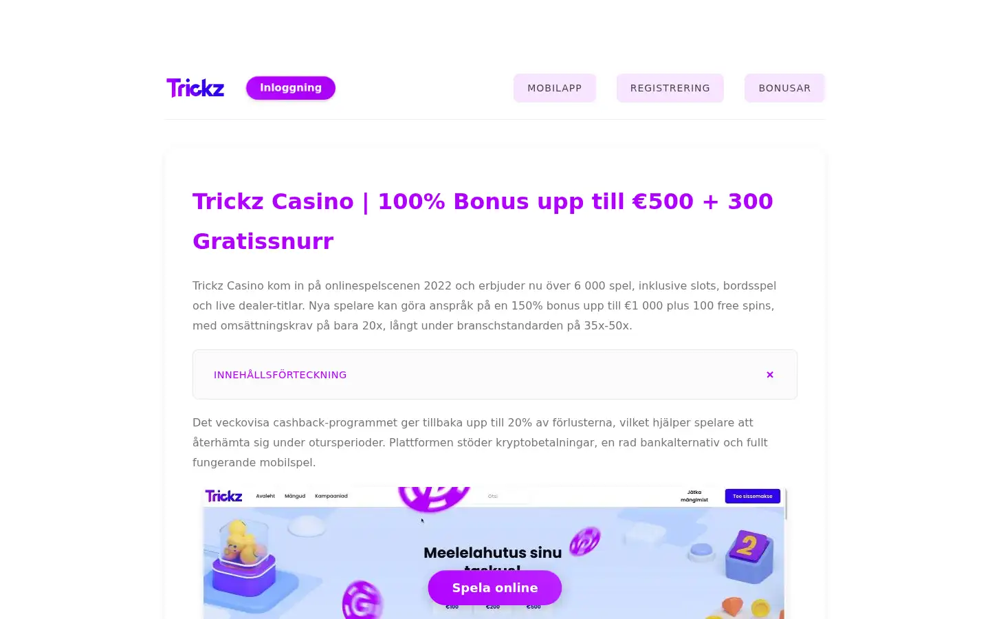 Screenshot of trickz.com.se