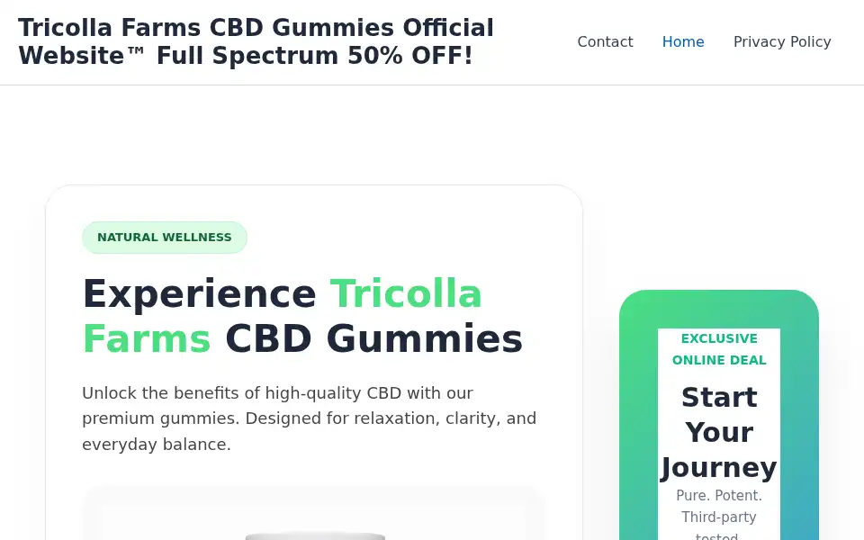 Screenshot of tricollafarmscbdgummies.us