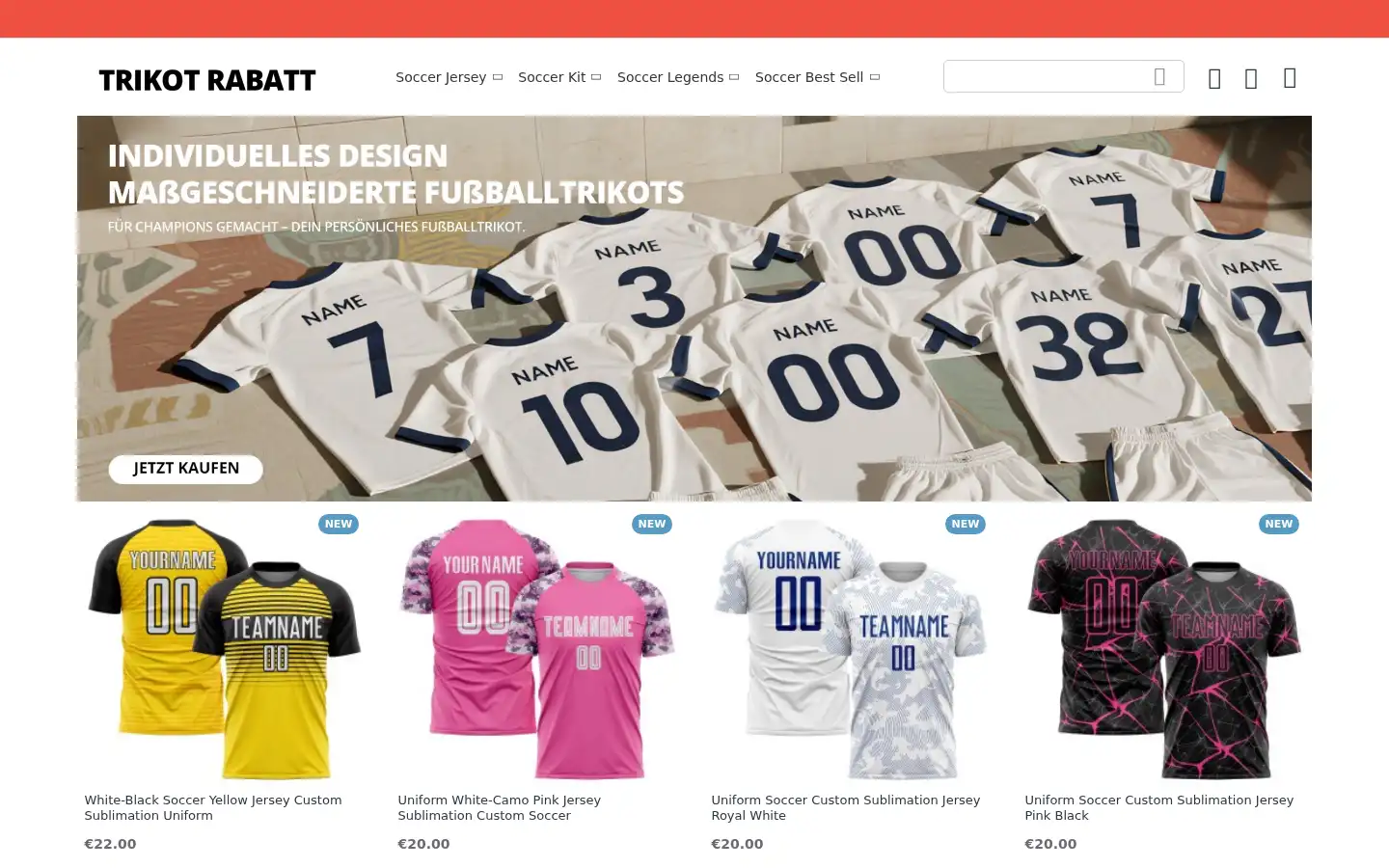 Screenshot of trikotrabatt.com